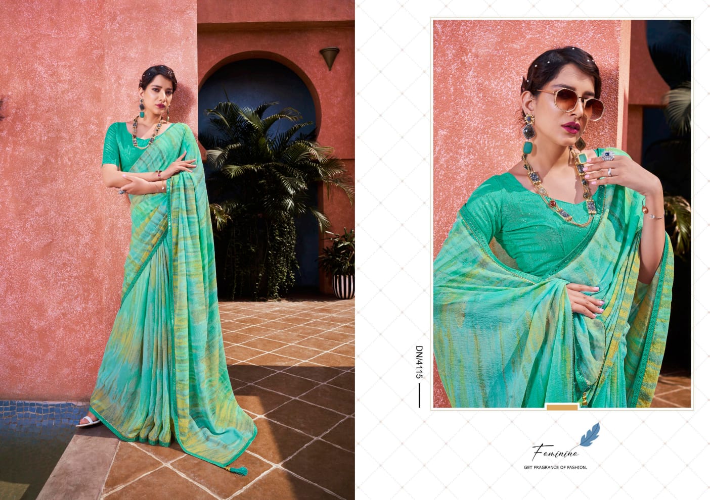 5D Designer Marie Gold 4111- 4118 Wholesale Printed Sarees Catalog